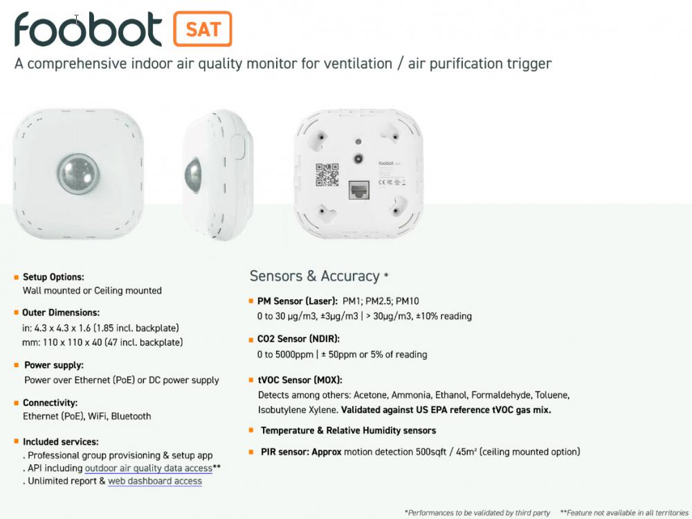Foobot Indoor Air Quality Meter and Monitor Spec Sheet